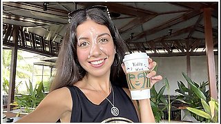 Katty West In Blowjob In A Public Toilet Starbucks And Cumwalk - She Drinks Coffee With Cum On Face Among People