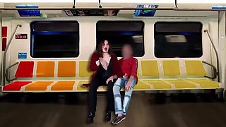 My Hubby Films Me Jerking Off A Stranger On The Train - LadyRoma Latina MILF Public Handjob