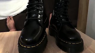 Dr Martens boots smashing slave balls on the Cockbox by