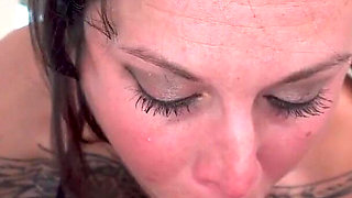 Hot brunette Kali Danes POV deepthroat blowjob and cum swallow