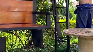 Horny gardener penetrates small ash-blonde in public