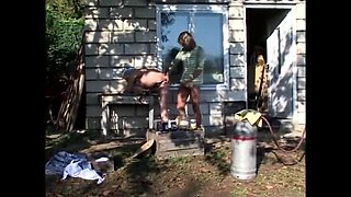 Young 18 Year Old Fucks Old MILF in Garden - Big Tits & Hard Cock Sex