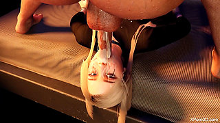 BDSM Bondage 3D Porn - Busty Blonde Deepthroat Facefuck