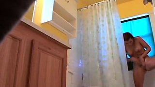 Stepdaughter 21 shaves pussy in shower (voyeur)