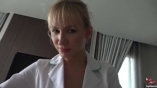 Nurse Angel Secret Handjob with Gloves - Cute Amateur Teasing Touch