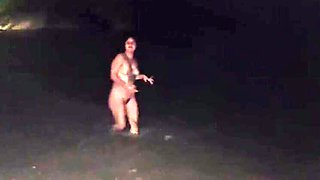 Naughty Teen Gets Naked On Beach At Night - Boyfriend Films Her Hot Solo Action