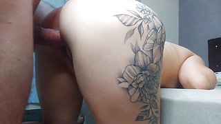 CHEATING WIFE FUCKS her HUSBAND'S FRIEND while he leaves!!