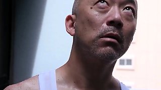 Hot asian slut gives hardcore blowjob to white stud