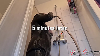 Slave slut-orgasma Celeste in latex extreme sloppy deep throat pissing squirting ogasm in slime