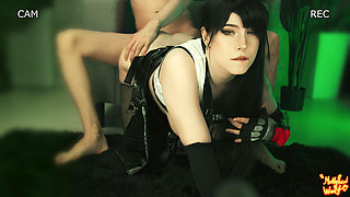Tifa Takes It Deep. Sucking in Handcuffs - Moliyredwolf