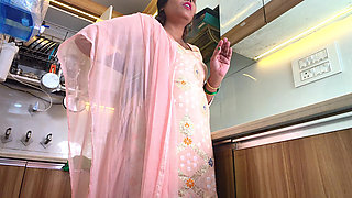 Desi Stepmother Hindi Real Sex with Stepson in Kitchen and She Got Huge Cumload in Black Pussy.