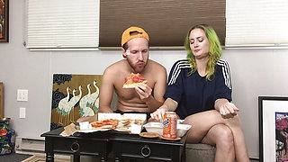 HOT Woman and Sexy Man Eating