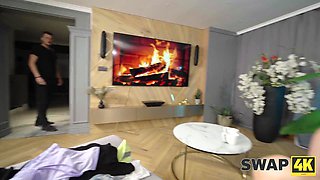 Veronica shares another guy's dick with Emily while other guy was watching POV