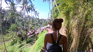 Big booty Thai girlfriend garden sex