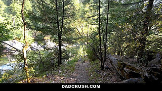 Outdoor hiking sex with step daddy