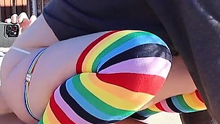 Big Butt College Nerd Girl with Skirt Gets Fucked Outside