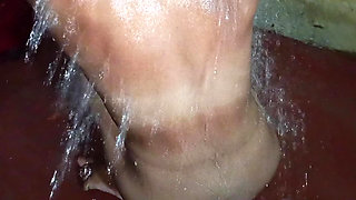 Newly Married Wife Bathing Nude  in Public Bathroom