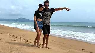 Brunette Babe Kelly Loses Strip Tic-Tac-Toe Game Bet With David On Beach