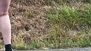 Outdoor Female Exhibitionist: Hitchhiking Flash