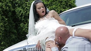 Dirty bride takes her chauffeur's cock before her wedding