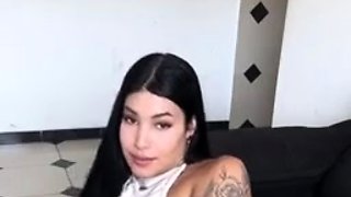 Sexy latina Trans loves stripping away her see through