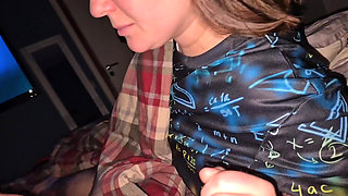 Sleepy Girlfriend Two Clips with Close Cum in Mouth