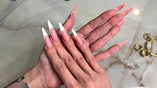 French Manicure Long Nails and Long Fingers