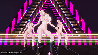 [mmd] Blackpink - Whistle Ahri Akali Seraphine Sexy Naked League of Legends Hentai Uncensored 4K 60fps