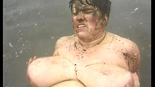 Chubby milf bends over the mud as she gets fucked hard