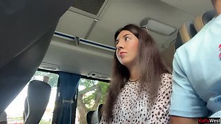 Katty West Jerks Off Guy's Cock on Crowded Bus - Public Handjob & Cumshot!