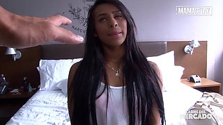 Watch how this oily-skinned Latina teen gets drilled deep & fast with a cumshot in her mouth
