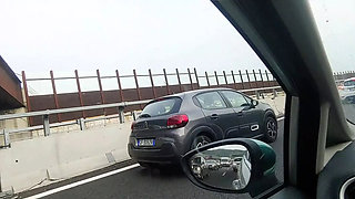 Hot Italian Couple Fucks in Car After Beach Day - Public Sex & Pee Fun