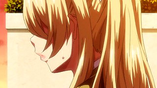 Innocent anime lady lets her lover in for the first time