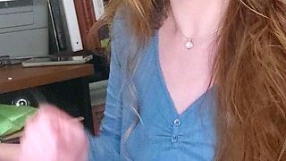 Amateur student blowjob on the balcony pov