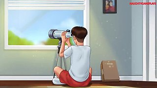 Summertime Saga - Busty MILF Landlady Helps Tenant's Wet Dream, They Get Caught! 3D Hentai XXX