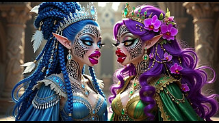Beautiful Elves Princess Kissing, Ai Animation