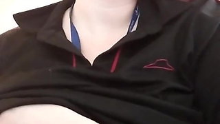 Chubby nerd pumping milk from her tits for Youtube