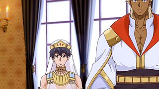 Titan dominates bride in bed after erotic anime feast