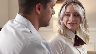 Schoolgirl garb is a huge trigger for her stepdaddy