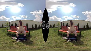 Petite Step Sis Couple's Wild Public Passion on Bench