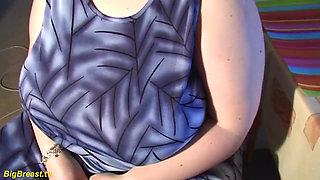 Extreme monster tit fuck with a massive dildo