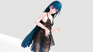 R18MMD Raiden Mei Strip Show - NKI2233 - Blue Hair Color Edit Smixix