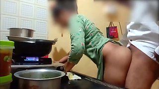 Indian Desi Young Wife Cooking in the Kitchen and Fucked by Her Brother-in-law xlx
