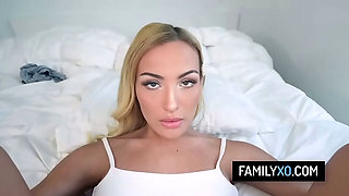 Stepdad Spanks Blonde Stepdaughter Mila Monet's Big Booty Then Fucks Her Hard