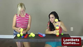 Lesbian Strip Game: Blonde Teen Kate England Teases Brunette Kimmy Lee's Sensitive Skin After Lost Bet