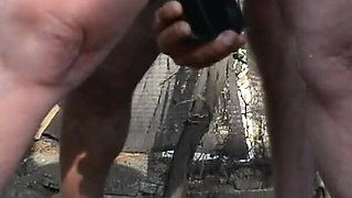 Pissing White Knickers Outside in Bondage