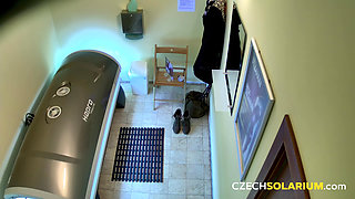 Czech Solarium 75: Slim Beauty Shows off Her Tight Wet Pussy