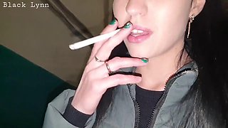 Smoking Hentai Girlfriend Sucks Off Black Lynn on Stairs