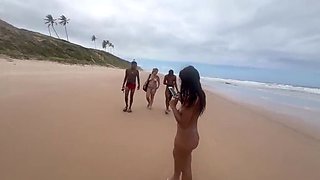 Hot Amateur Friends Fuck Guys at Nude Beach - Latina Teens with Natural Tits