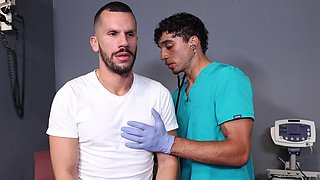 Aroused gay dudes skip the doctor's exam for naughty bareback anal
